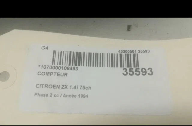 Compteur Citroen ZX (N2) 1.4 i (1991-1997) 5 portes occasion — photo 3