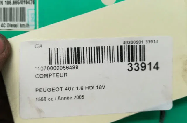 Compteur Peugeot 407 (6D_) 1.6 hdi 110 (6d9hzc, 6d9hyc) (2004-2010) occasion