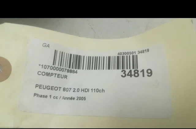 Compteur Peugeot 807 (EB_) 2.2 hdi (2002) occasion — photo 3