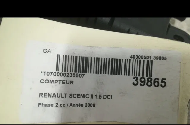 Compteur Renault SCÉNIC II (JM0-1_) 1.5 dci (jm1e, jm16) (2005-2008) 5 portes occasion — photo 3