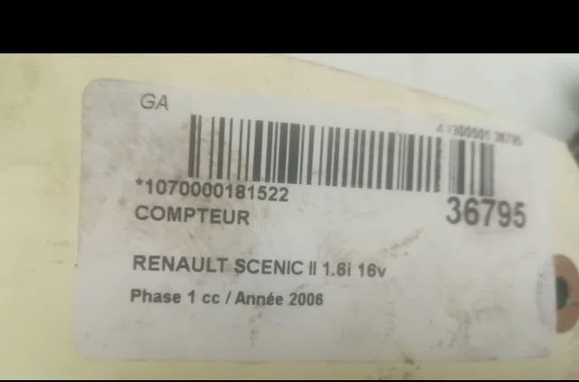 Compteur Renault SCÉNIC II (JM0-1_) 2.0 (jm05, jm0u, jm1n, jm1u, jm2v) (2003-2009) occasion — photo 4