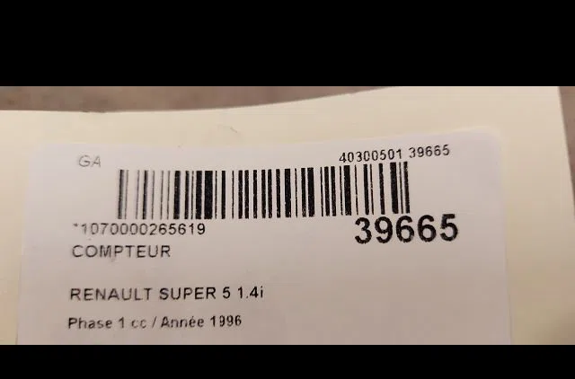 Compteur Renault SUPER 5 (B-C40_) 1.4 cat (b-c-407) (1985-1996) occasion — photo 3