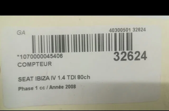 Compteur Seat IBIZA IV (6J5, 6P1) 1.4 tdi (2008-2010) 5 portes occasion — photo 3