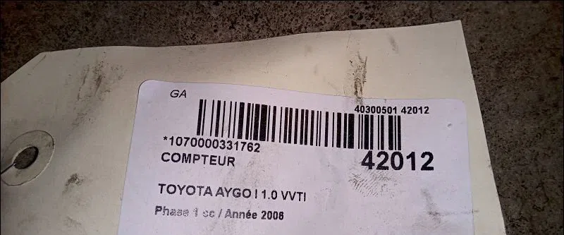 Compteur Toyota AYGO (_B1_) 1.0 (kgb10_) (2005-2014) 5 portes occasion — photo 3