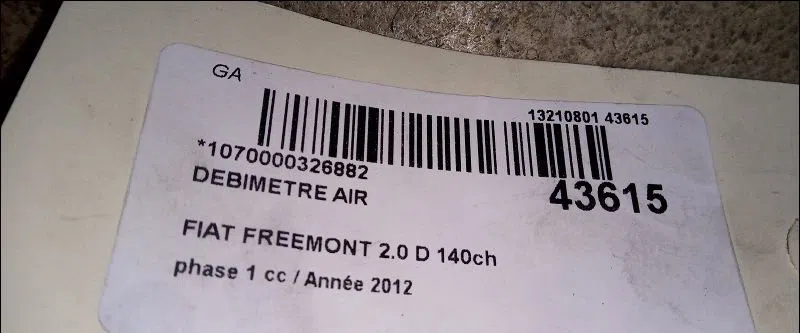 Debimetre air Fiat FREEMONT (345_) 2.0 jtd (2011) occasion