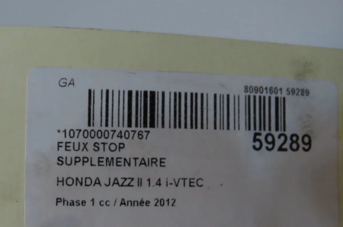 Feux stop supplementaire Honda JAZZ III (GE_, GG_, GP_, ZA_) 1.3 i (ge6, gg3, gg6) (2008) occasion