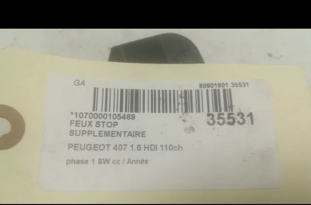 Feux stop supplementaire Peugeot 407 SW (6E_) 1.6 hdi 110 (2004-2010) 5 portes occasion