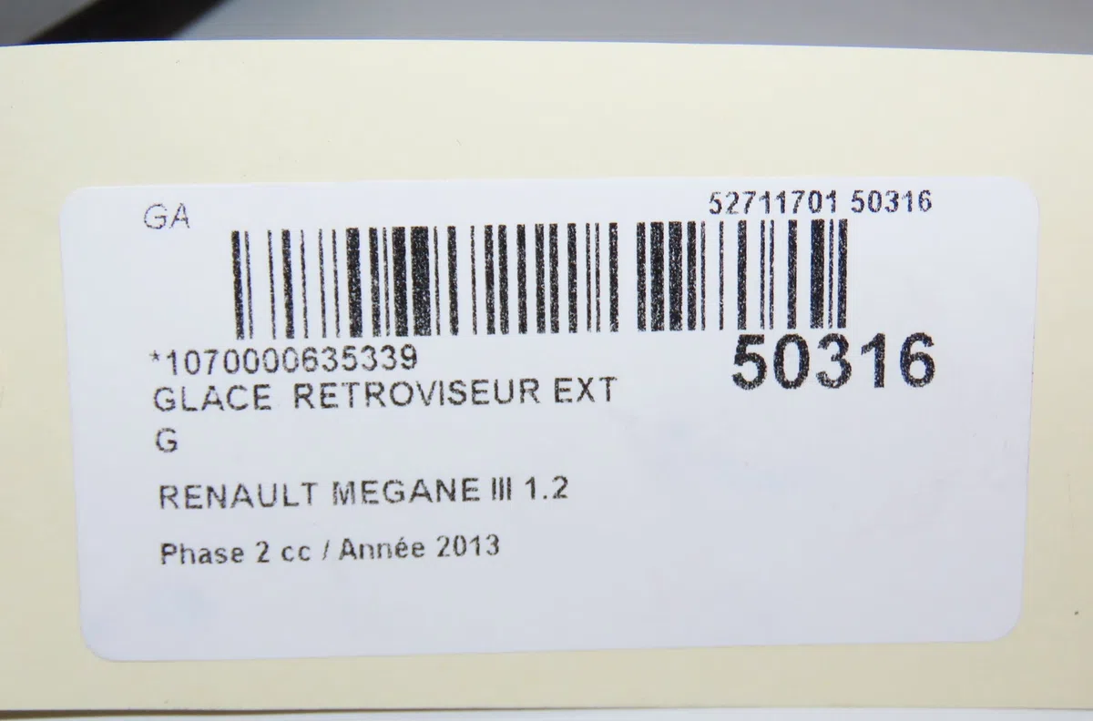Glace  retroviseur exterieur gauche Renault MEGANE III 3-5 portes (BZ0-1_, B3_) 1.2 tce (bz2b, bz11) (2012-2015) 5 porte