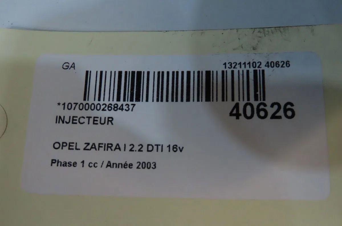 Injecteur Opel ZAFIRA A Monospace (T98) 2.2 dti 16v (f75) (2002-2005) 5 portes occasion