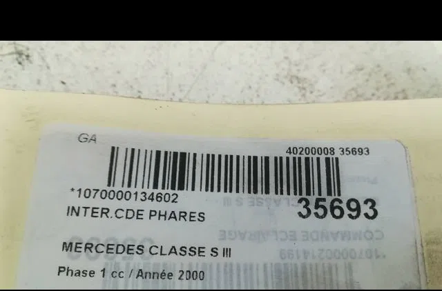 Interrupteur commande de phares Mercedes-benz CLASSE S (W220) S 600 (220.878, 220.178) (2000-2005) occasion