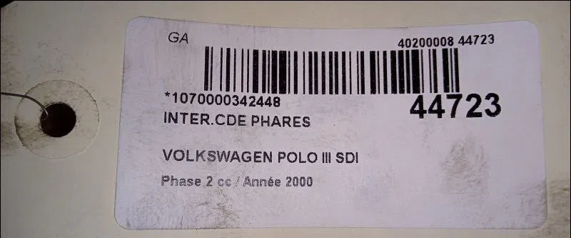 Interrupteur commande de phares Volkswagen POLO (6N2) 1.9 sdi (1999-2001) 5 portes occasion
