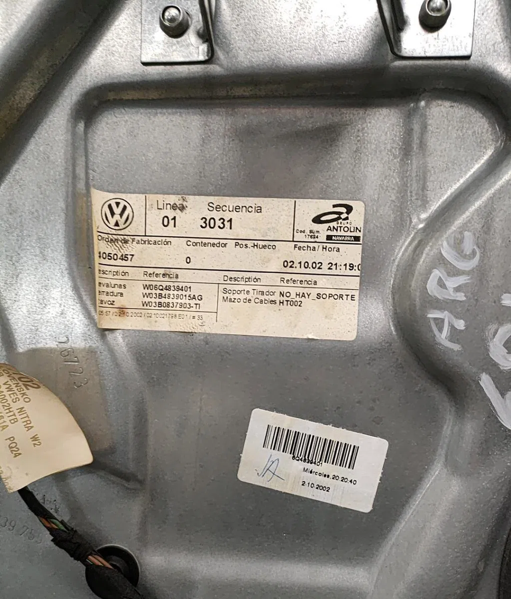 Mecanisme leve-glace arrière gauche VOLKSWAGEN POLO 4 PHASE 1 occasion