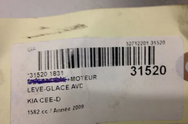 Mecanisme  moteur lève-glace avant droit KIA CEE D II 2009 occasion