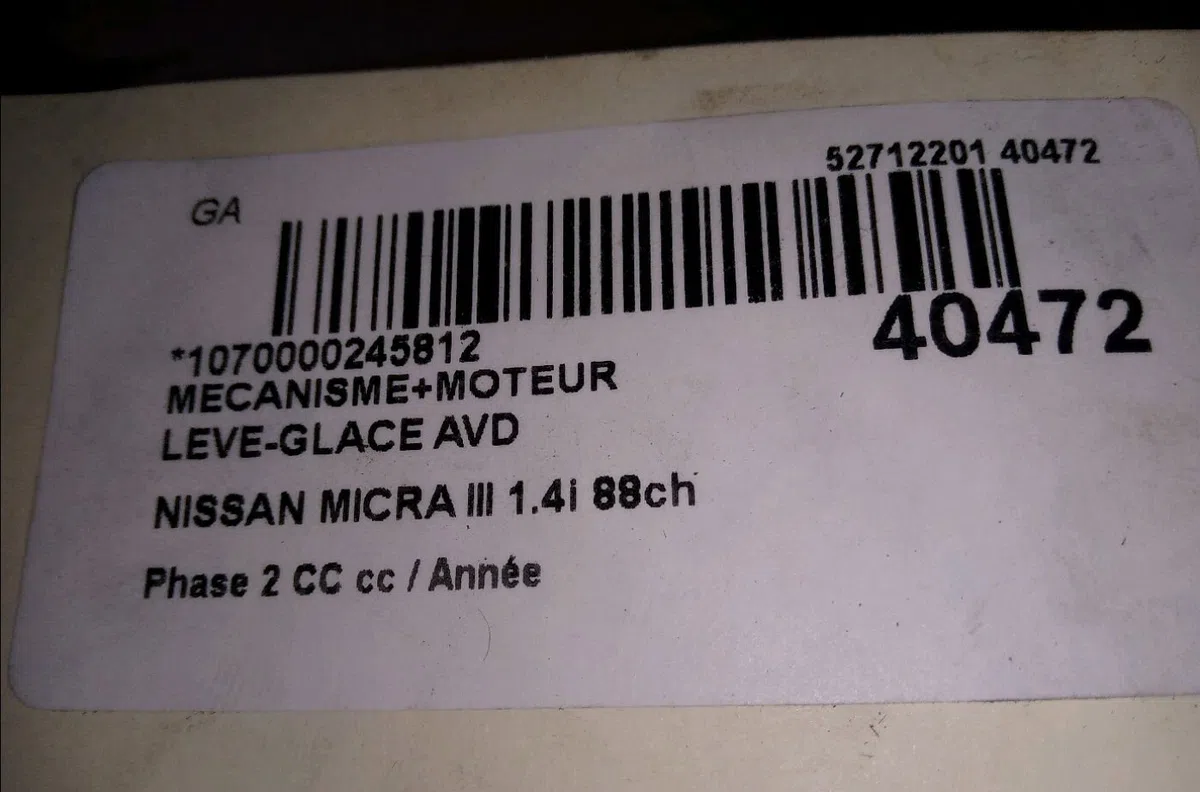 Mecanisme  moteur lève-glace avant droit Nissan MICRA CC III (K12) 1.4 16v (2005) occasion