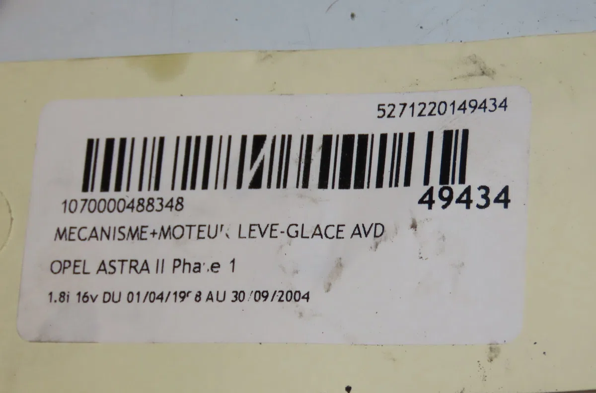 Mecanisme  moteur lève-glace avant droit Opel ASTRA G 3-5 portes (T98) 1.8 16v (f08, f48) (1998-2000) occasion