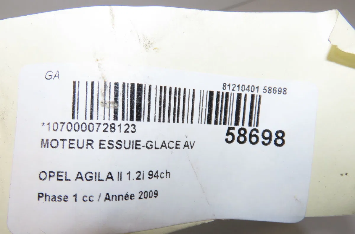 Moteur essuie-glace avant Opel AGILA (B) (H08) 1.2 (f68) (2010-2014) occasion