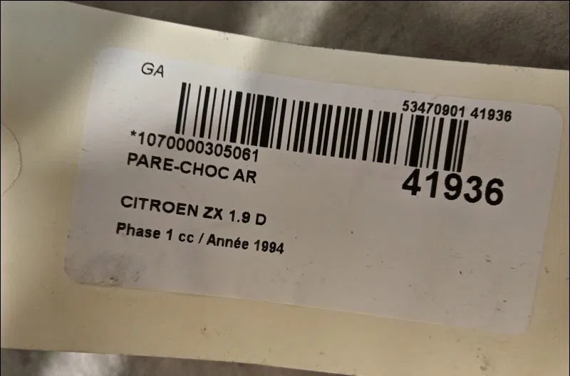 Pare-choc arrière Citroen ZX (N2) 1.9 d (1993-1997) occasion