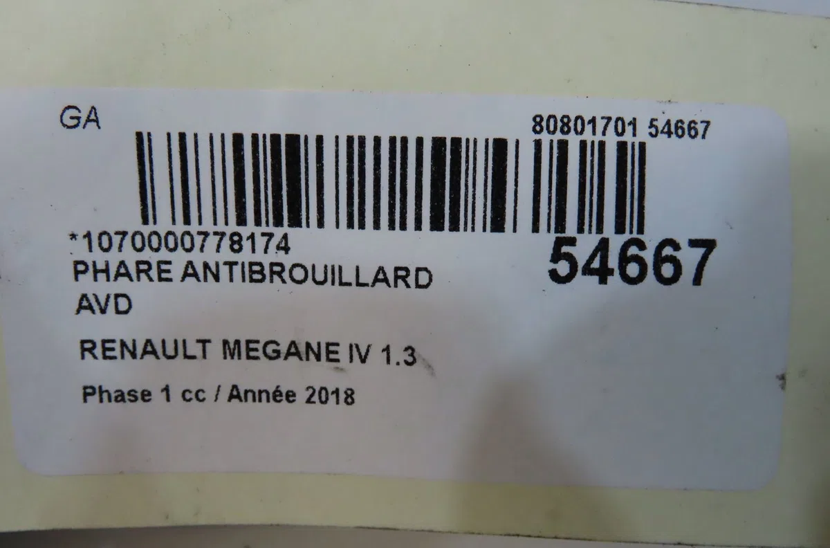 Phare antibrouillard avant droit Renault MEGANE IV 3-5 portes (B9A-M-N_) 1.3 tce 140 (b9nb) (2018) occasion