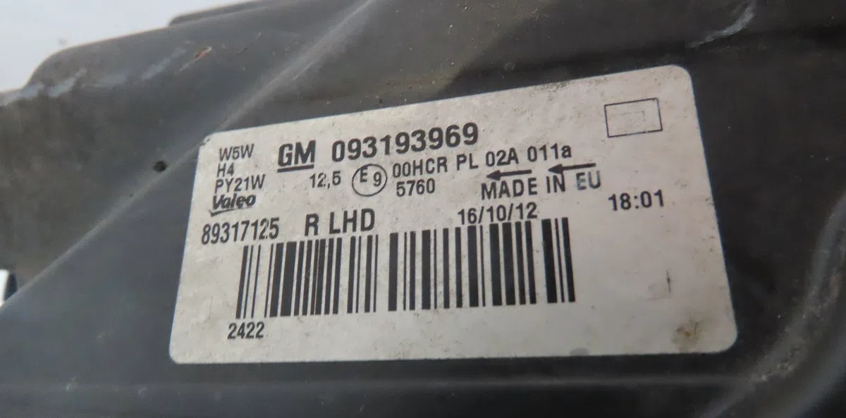 Phare droit Opel AGILA (B) (H08) 1.0 (f68) (2008-2011) occasion