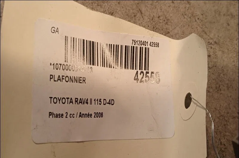 Plafonnier Toyota RAV 4 II (_A2_) 2.0 d 4wd (cla20_, cla21_) (2001-2005) occasion