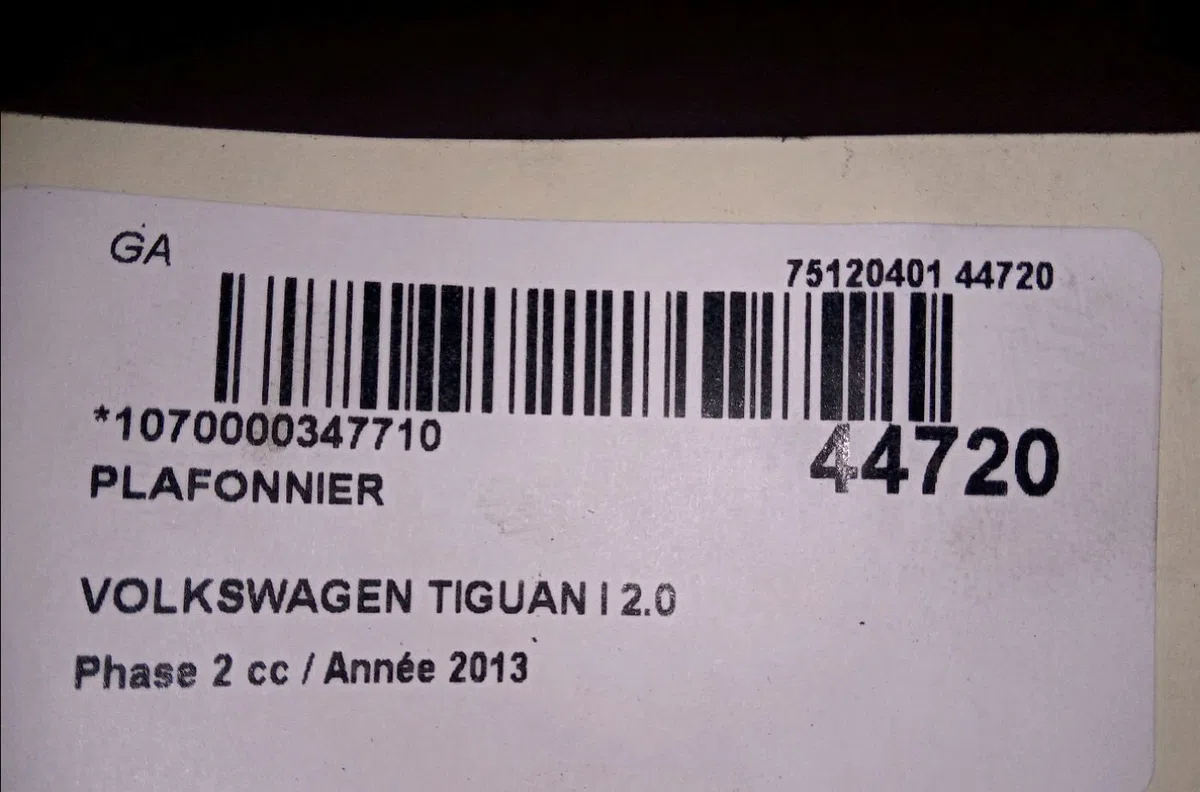 Plafonnier Volkswagen TIGUAN (5N_) 2.0 tdi (2008-2018) 5 portes occasion