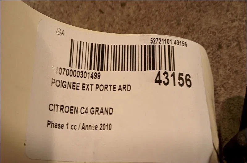 Poignee ext porte ard Citroen C4 GRAND PICASSO I (UA_) 1.6 hdi (2006-2011) 5 portes occasion