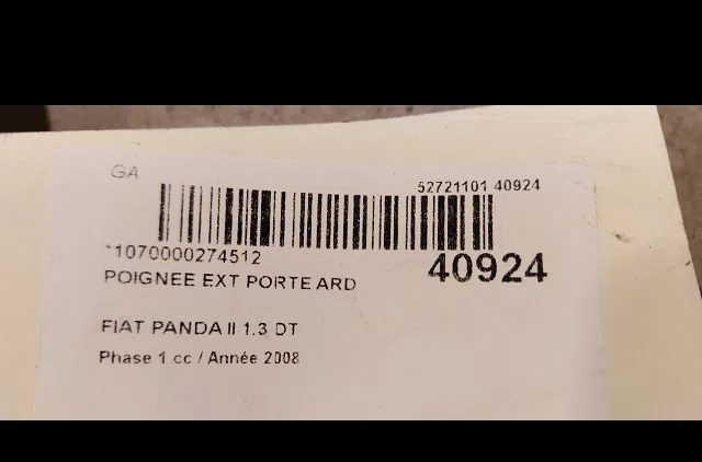 Poignee ext porte ard Fiat PANDA (169_) 1.3 d multijet (169.axc1a) (2003) 5 portes occasion