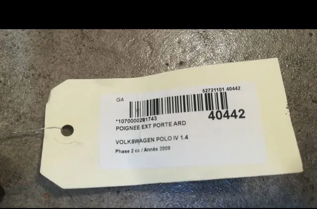 Poignee ext porte ard Volkswagen POLO (9N_, 9A_) 1.4 tdi (2001-2005) 3 portes occasion