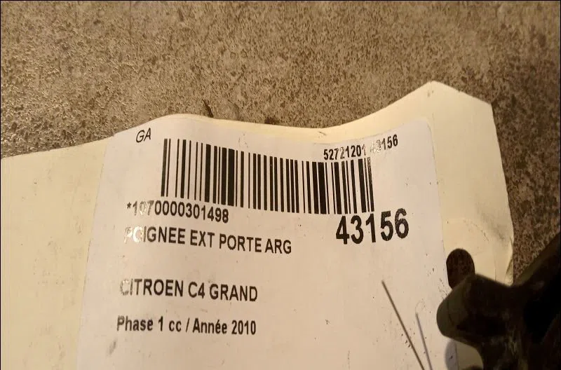 Poignee ext porte arg Citroen C4 GRAND PICASSO I (UA_) 1.6 hdi (2006-2011) 5 portes occasion