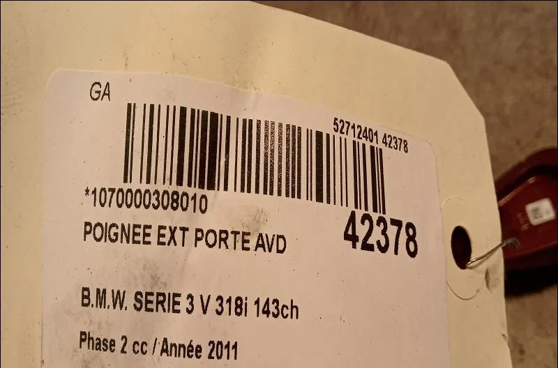 Poignee ext porte avd Bmw 3 (E90) 318 d (2007-2011) occasion