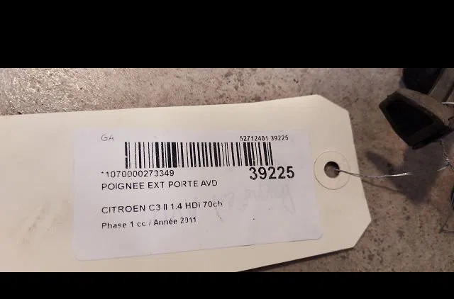 Poignee ext porte avd Citroen C3 II (SC_) 1.4 hdi 70 (sc8hzc, sc8hr0, sc8hp4) (2009) 5 portes occasion