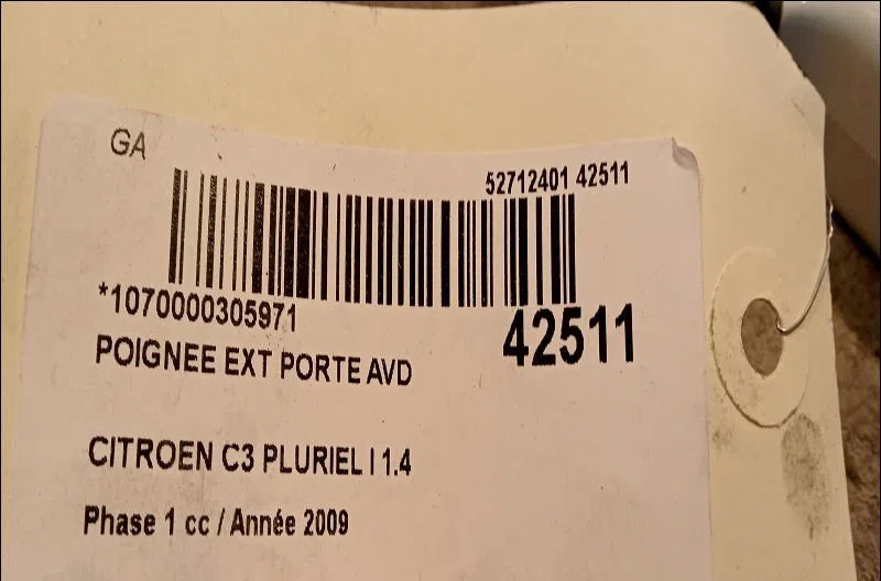 Poignee ext porte avd Citroen C3 Pluriel (HB_) 1.4 hdi (2004) 2 portes occasion
