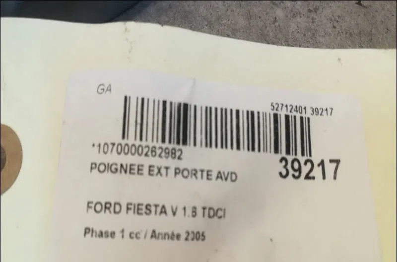 Poignee ext porte avd Ford FIESTA V (JH_, JD_) 1.6 tdci (2004-2008) occasion
