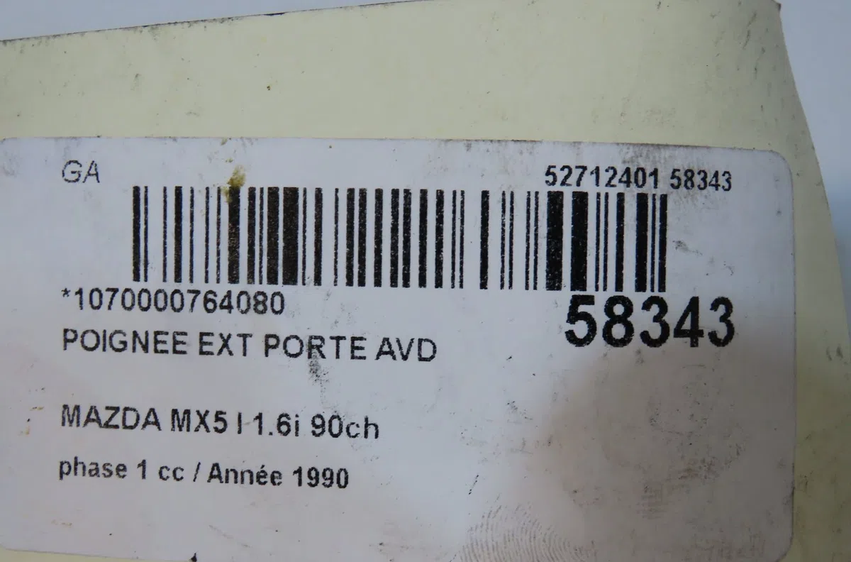 Poignee ext porte avd Mazda MX-5 I (NA) 1.6 (na6c) (1990-1994) occasion