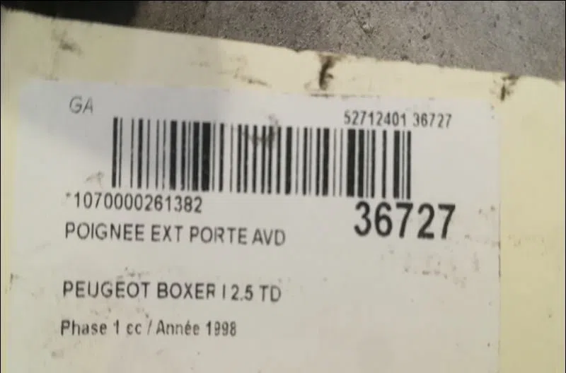 Poignee ext porte avd Peugeot BOXER Camionnette (230L) 2.5 tdi (1997-2002) occasion