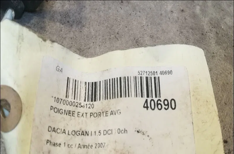 Poignee ext porte avg Dacia LOGAN MCV (KS_) 1.5 dci (ks0k) (2007) occasion