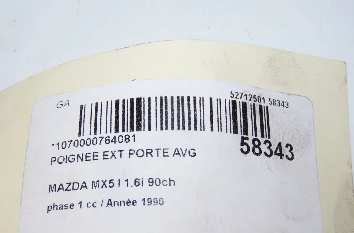 Poignee ext porte avg Mazda MX-5 I (NA) 1.6 (na6c) (1990-1994) occasion