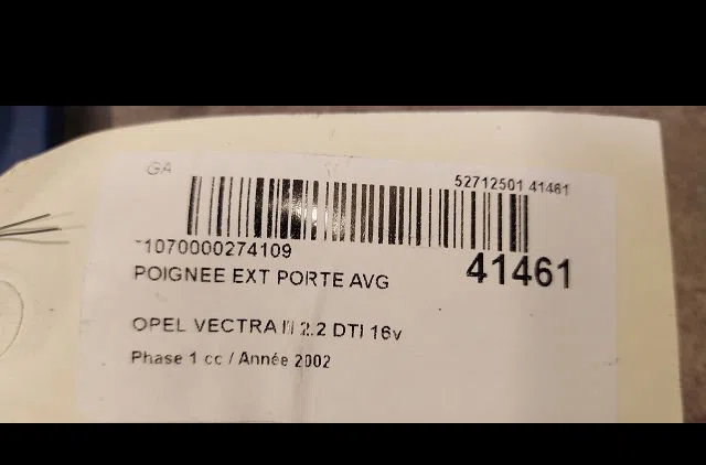 Poignee ext porte avg Opel VECTRA C (Z02) 2.2 dti 16v (f69) (2002-2004) occasion