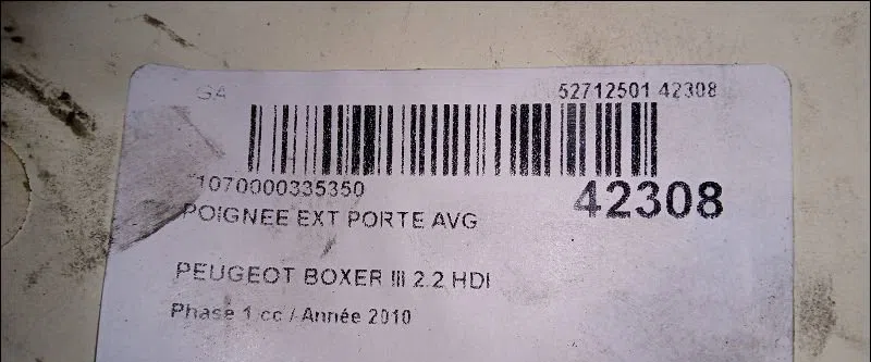 Poignee ext porte avg Peugeot BOXER Camionnette 2.2 hdi 100 (2006) occasion