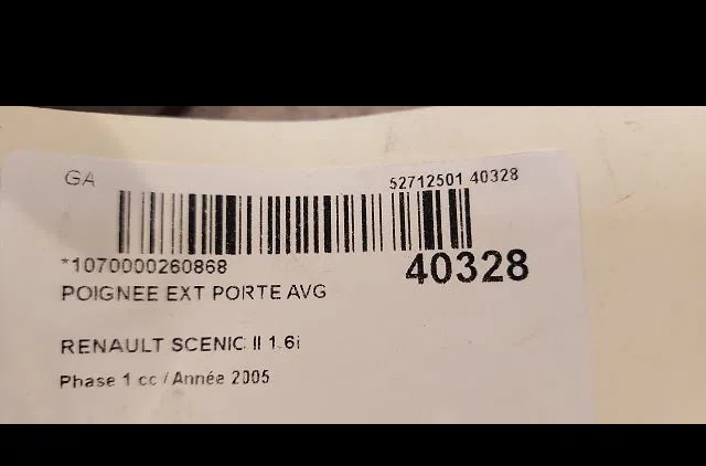 Poignee ext porte avg Renault SCÉNIC II (JM0-1_) 1.6 16v (jm1r) (2005-2008) occasion