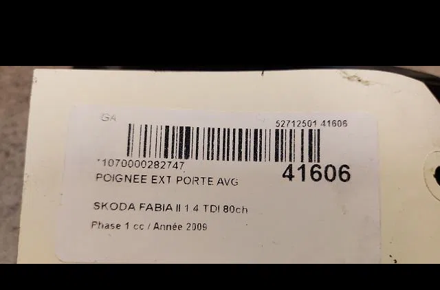 Poignee ext porte avg Skoda FABIA II (542) 1.4 tdi (2007-2010) occasion