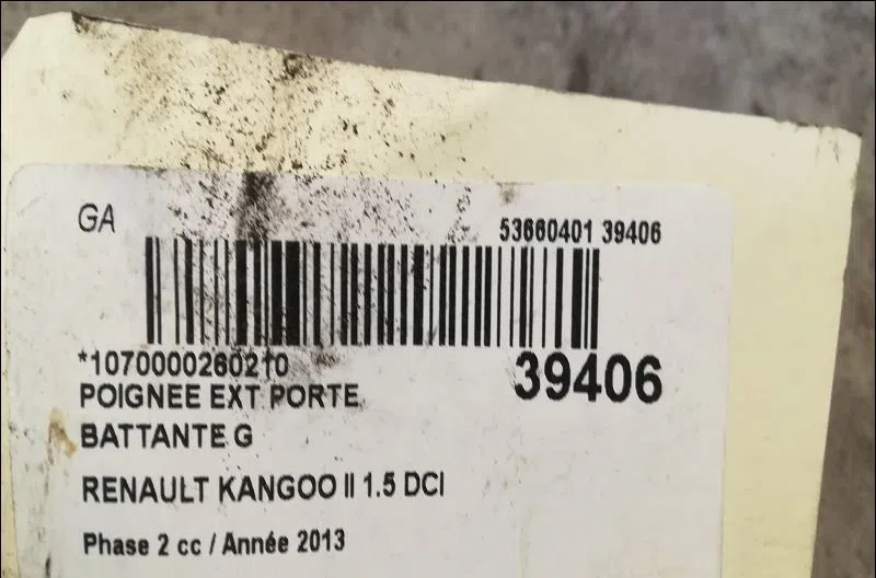 Poignee ext porte battante g Renault KANGOO Express (FW0-1_) 1.5 dci 75 (fw07, fw10, fw04) (2010) 4 portes occasion