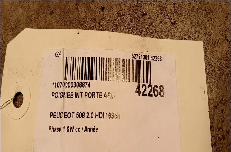 Poignee int porte ard Peugeot 508 SW I (8E_) 2.0 hdi (2010-2018) occasion