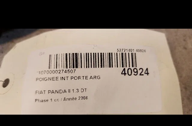 Poignee int porte arg Fiat PANDA (169_) 1.3 d multijet (169.axc1a) (2003) 5 portes occasion