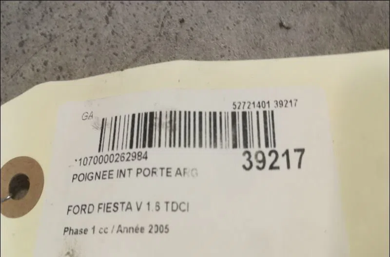 Poignee int porte arg Ford FIESTA V (JH_, JD_) 1.6 tdci (2004-2008) occasion