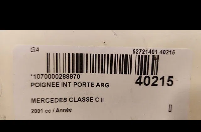 Poignee int porte arg Mercedes-benz CLASSE C (W203) C 220 cdi (203.006) (2000-2007) occasion