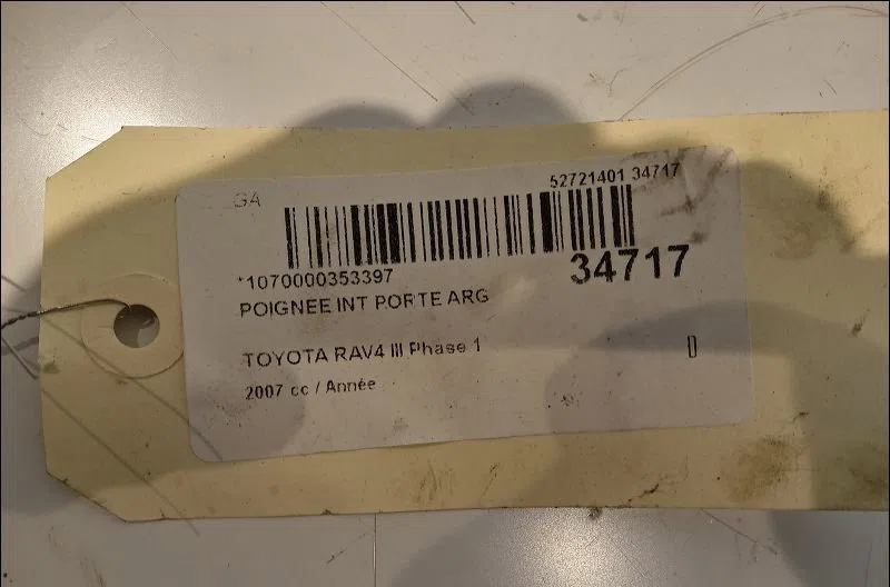 Poignee int porte arg Toyota RAV 4 III (_A3_) 2.2 d 4wd (ala30_) (2006-2012) occasion