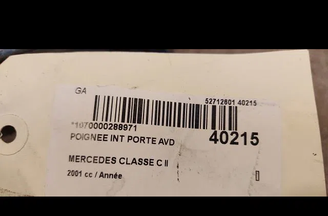 Poignee int porte avd Mercedes-benz CLASSE C (W203) C 220 cdi (203.006) (2000-2007) occasion