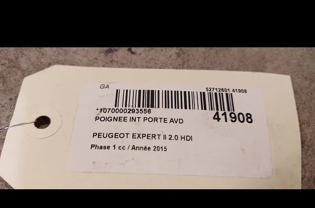Poignee int porte avd Peugeot EXPERT Camionnette (VF3A_, VF3U_, VF3X_) 2.0 hdi 130 (2011) occasion