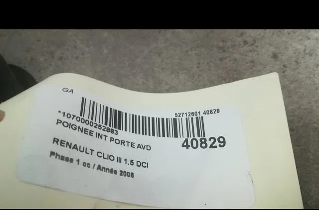 Poignee int porte avd Renault CLIO III (BR0-1, CR0-1) 1.5 dci (br17, cr17) (2005-2012) 5 portes occasion